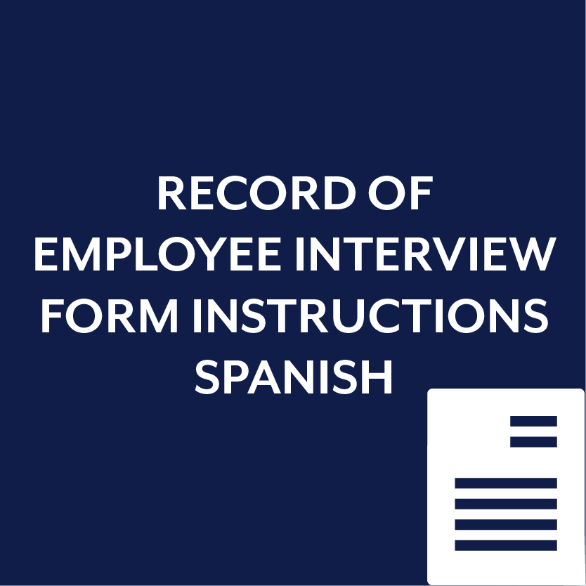 Record of Employee Interview Form Instructions in Spanish
