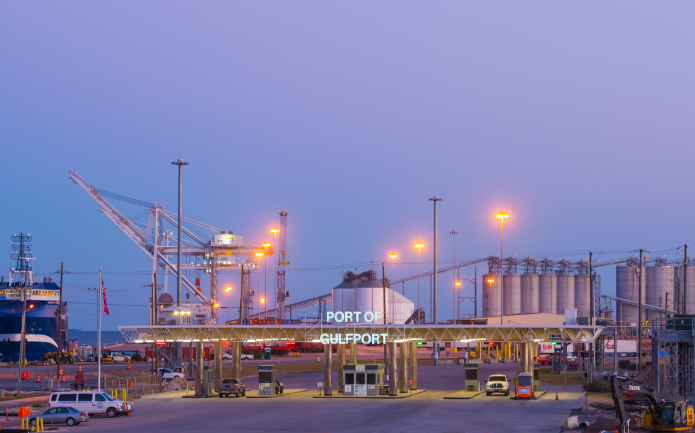 Port Photo from Afar in the Dawn