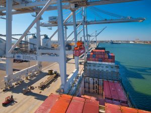 Ship docked at port