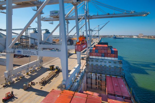 Ship docked at port